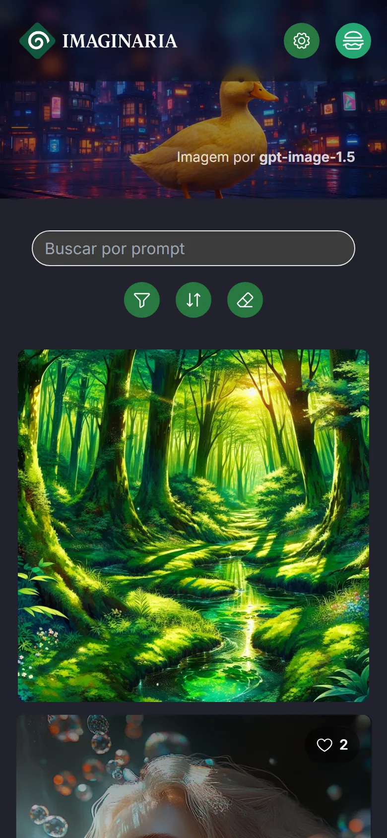 A galeria no celular.