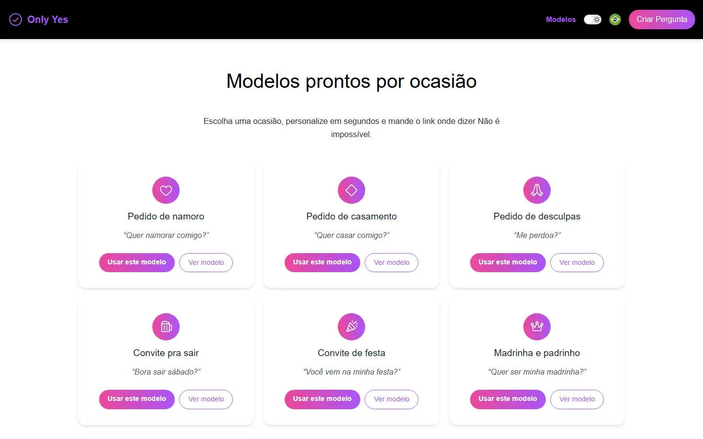 Modelos prontos por ocasião.