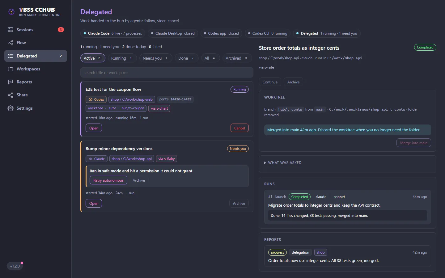 Tarefa delegada que rodou numa git worktree própria e foi mergeada na main.