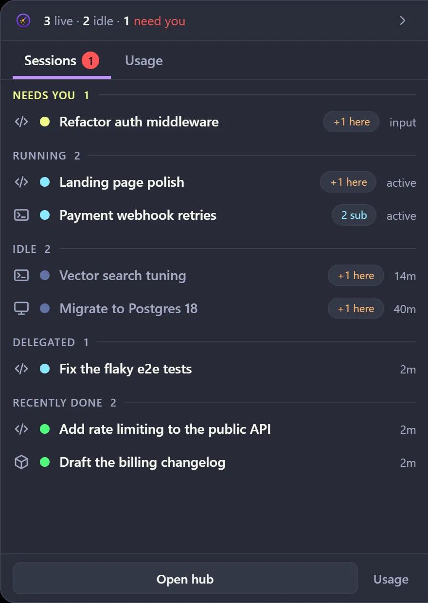 Widget preso à borda da tela: quem precisa de você agora.